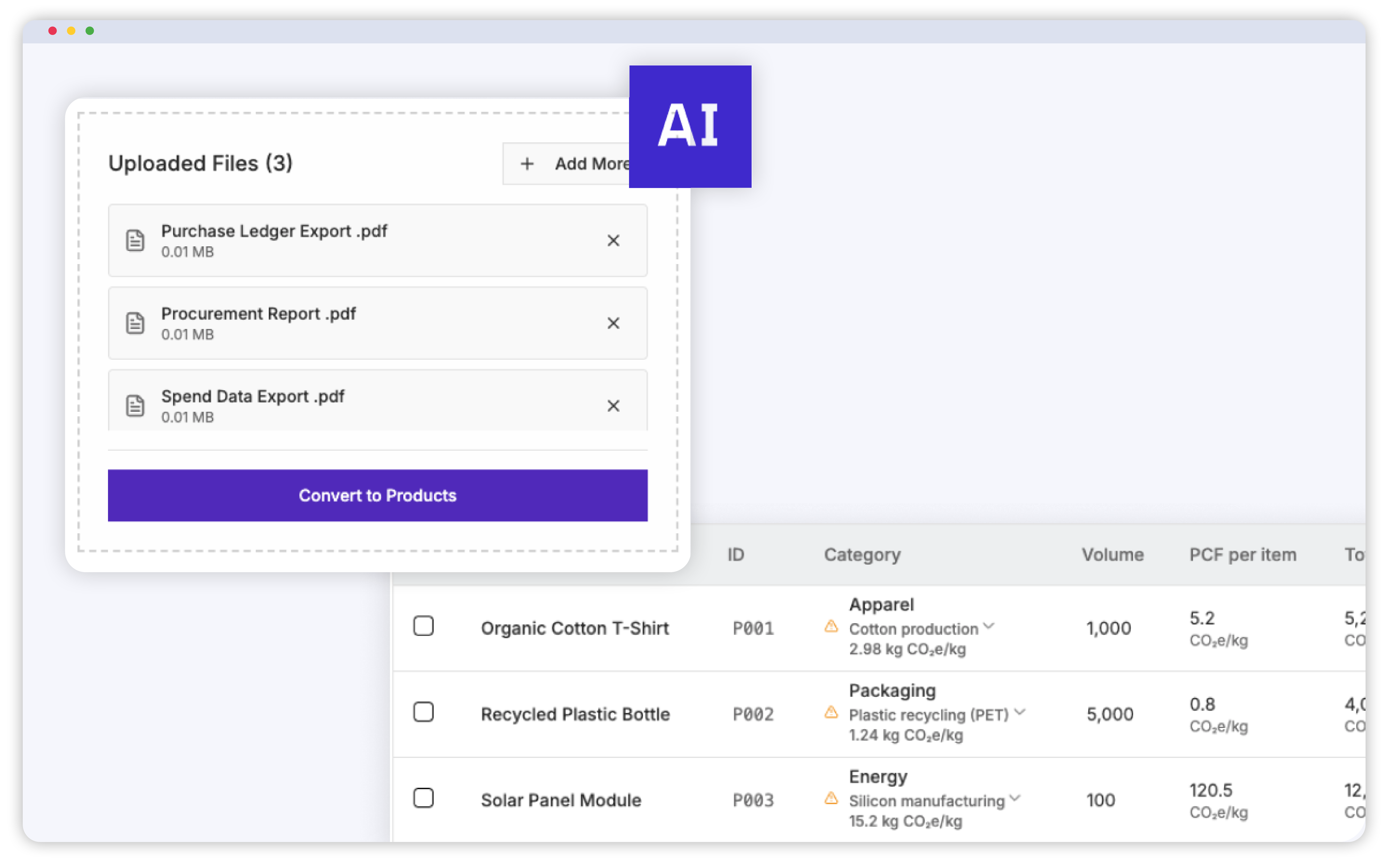 AI Smart Search helps you calculate Carbon Footprint