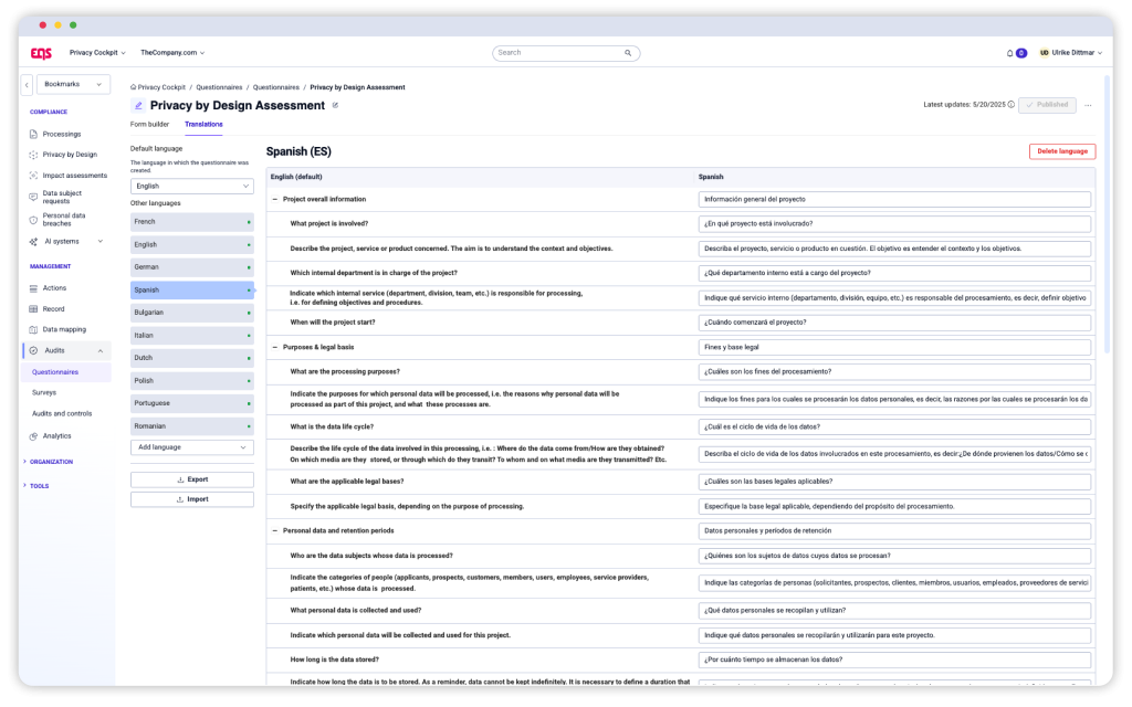 EQS Privacy Cockpit Privacy GDPR management