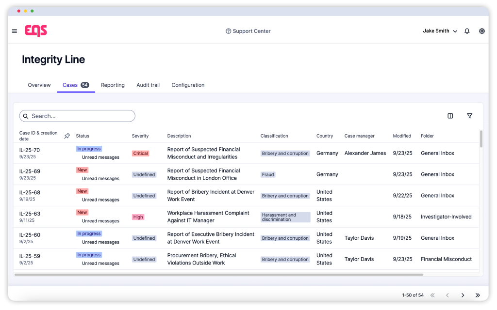 EQS Integrity Line software smarter whistleblowing