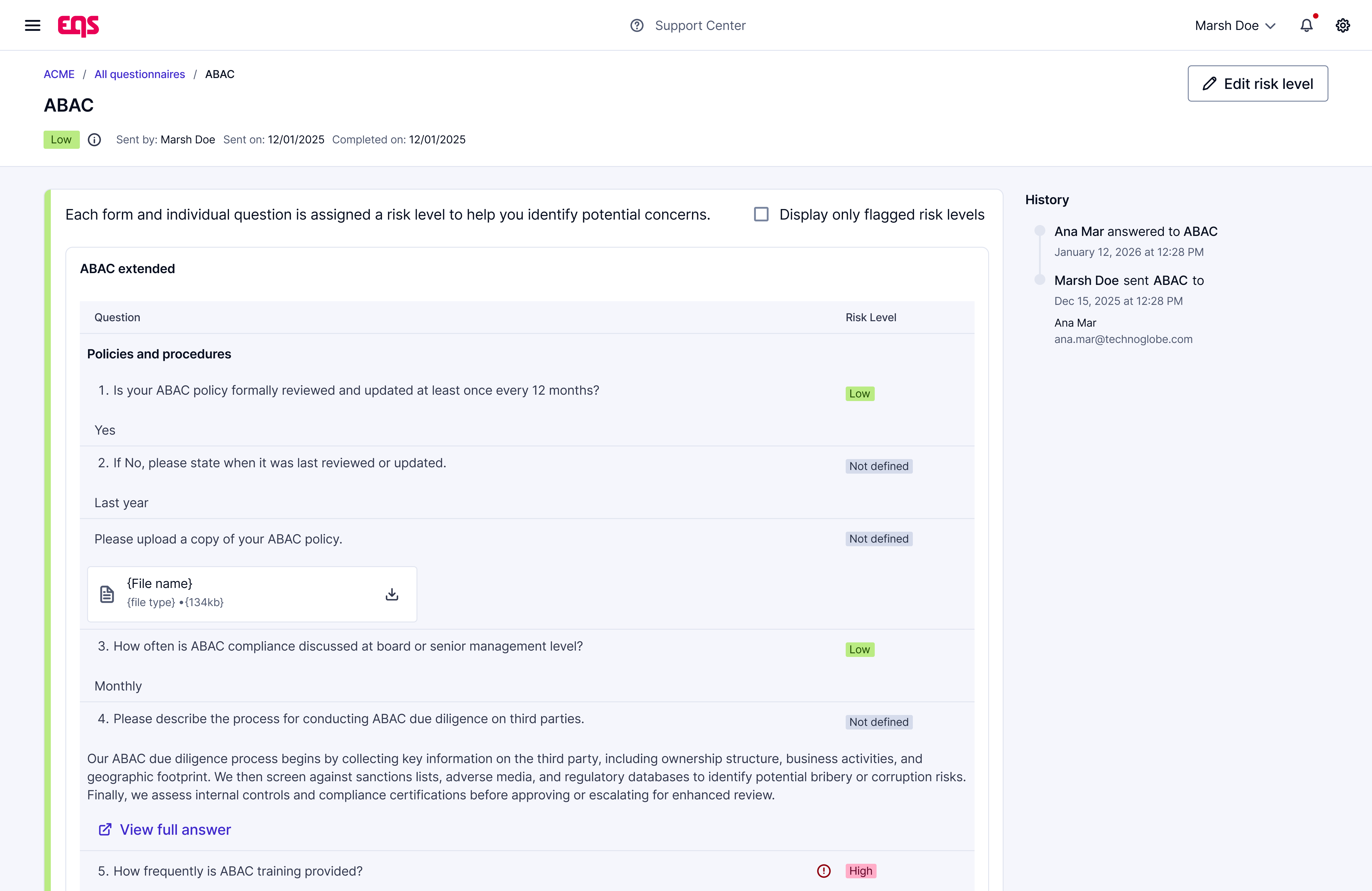 Third parties grouped into risk tiers in the Classify step — EQS Third Parties