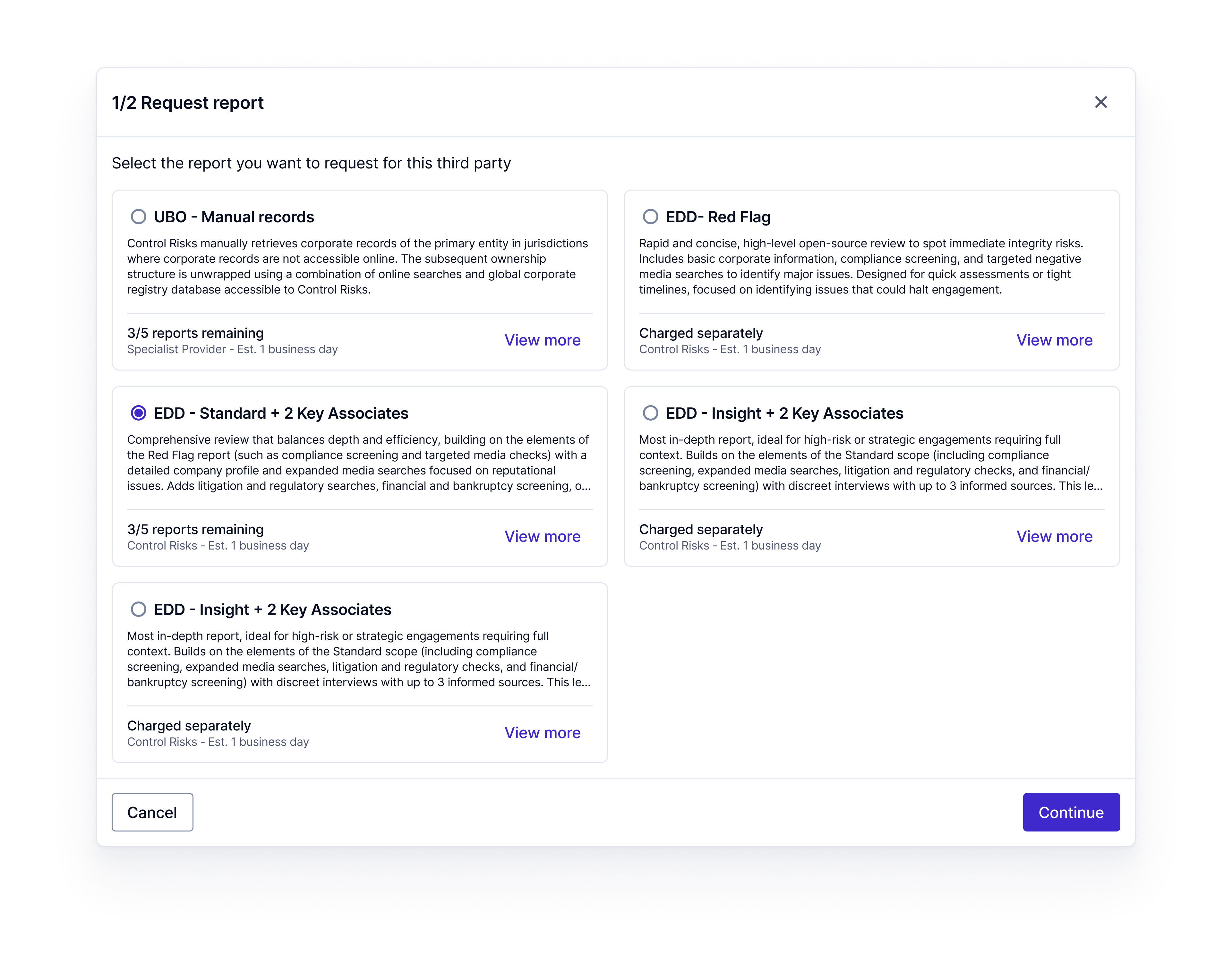 External questionnaire, UBO check, and enhanced due diligence request in the Discover step — EQS Third Parties