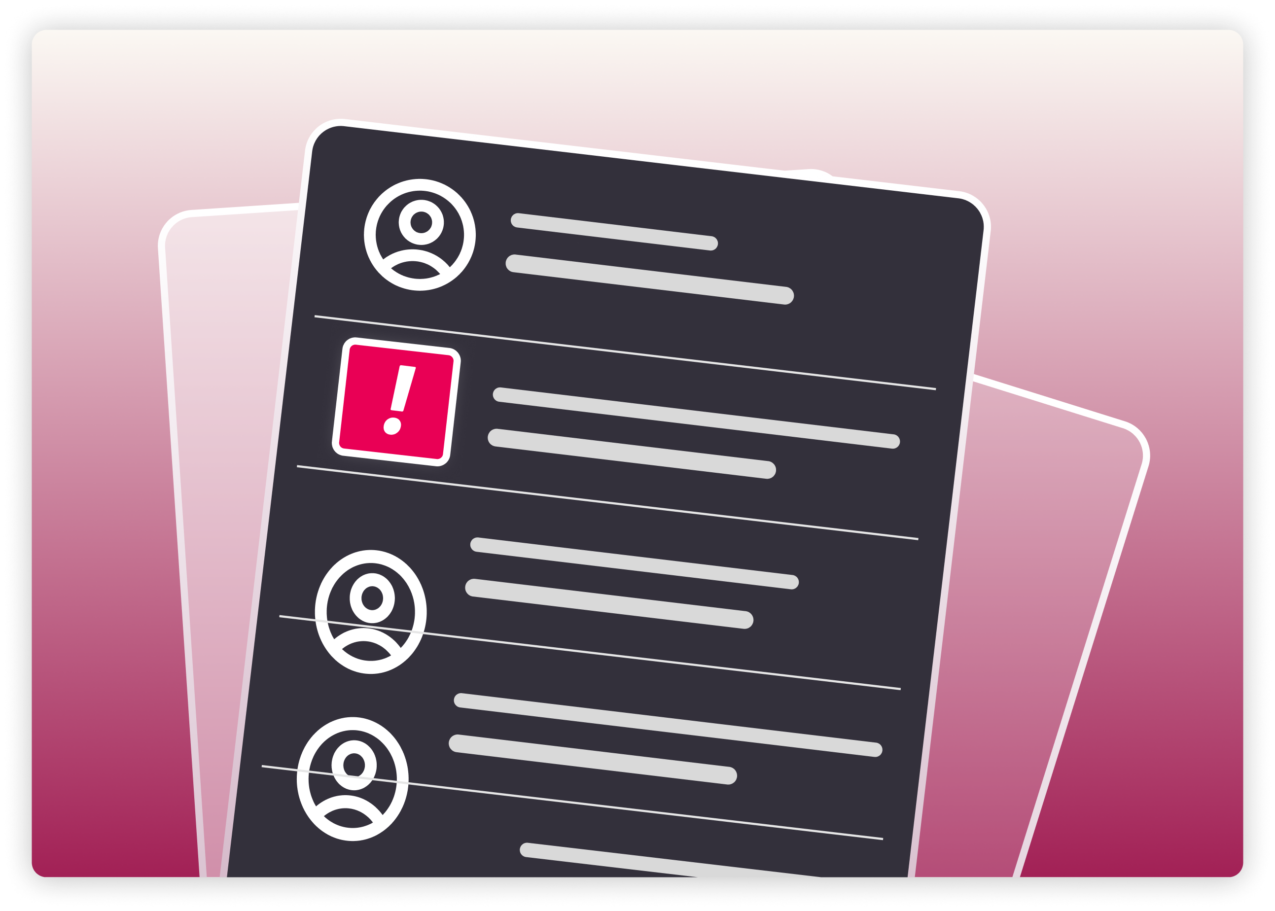 Illustration of a compliance risk case list with a flagged high-priority item